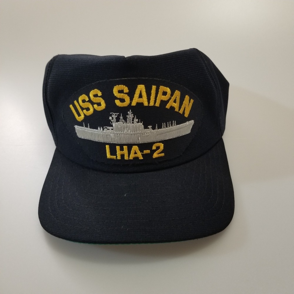 USS‎ Saipan LHA-2 Hat Cap Snapback Navy Blue New Era Vintage 90s Made in USA